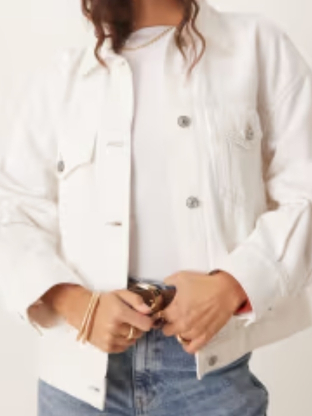 Abercrombie & Fitch White Denim Jacket Size M Obersized